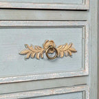 Distressed Light Blue Solid Wood Cabinet with Cream Top and Two Drawers
