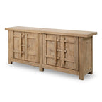 91 Inch Handcrafted Sideboard Cabinet Weathered Natural Wood Finish