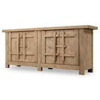 91 Inch Handcrafted Sideboard Cabinet Weathered Natural Wood Finish