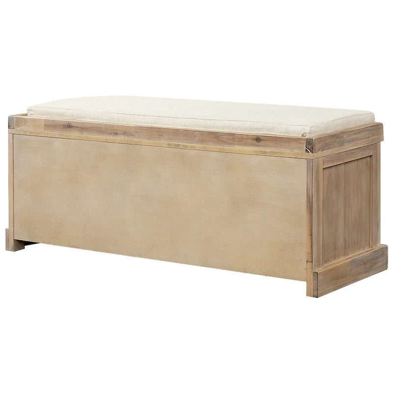 Rustic Storage Bench with 3 Removable Classic Rattan Basket