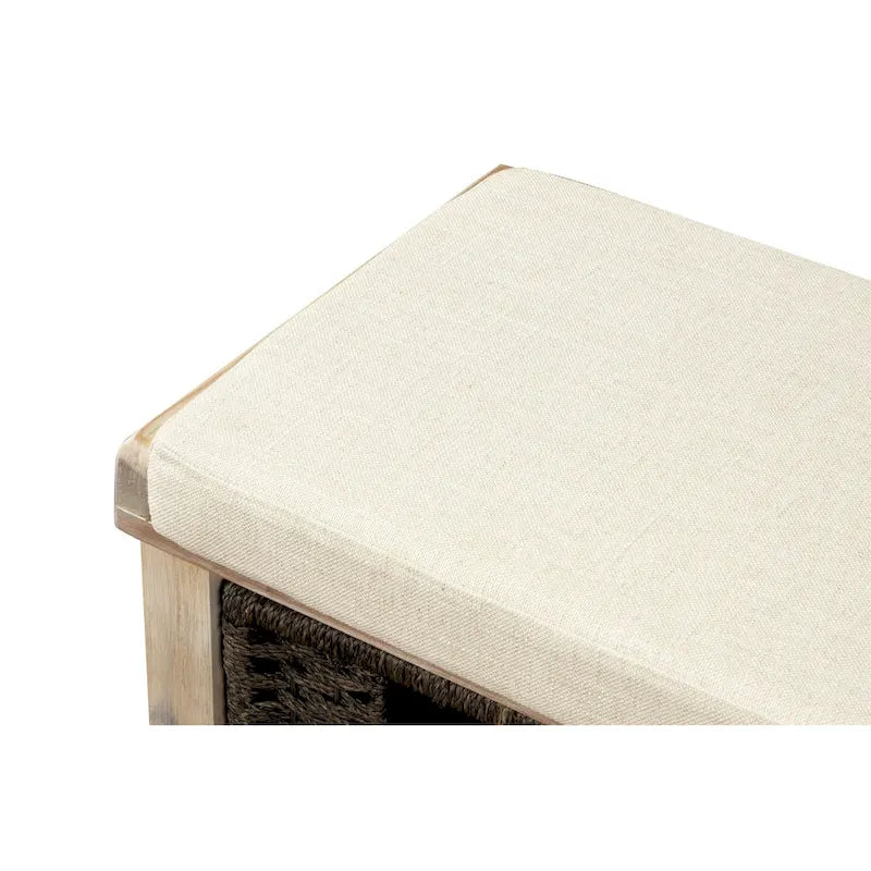 Rustic Storage Bench with 3 Removable Classic Rattan Basket
