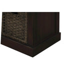 Rustic Storage Bench with 3 Removable Classic Rattan Basket