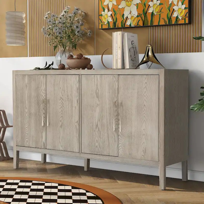 Sideboard Wooden Cabinet with Adjustable Shelves Large Storage Capacity