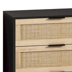 6-Drawer Rattan Storage Cabinet with Wood Color Finish for Bedroom