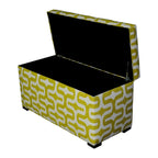 Green Patterned Fabric Upholstered Storage Trunk with Fire-Retardant Foam