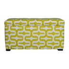 Green Patterned Fabric Upholstered Storage Trunk with Fire-Retardant Foam