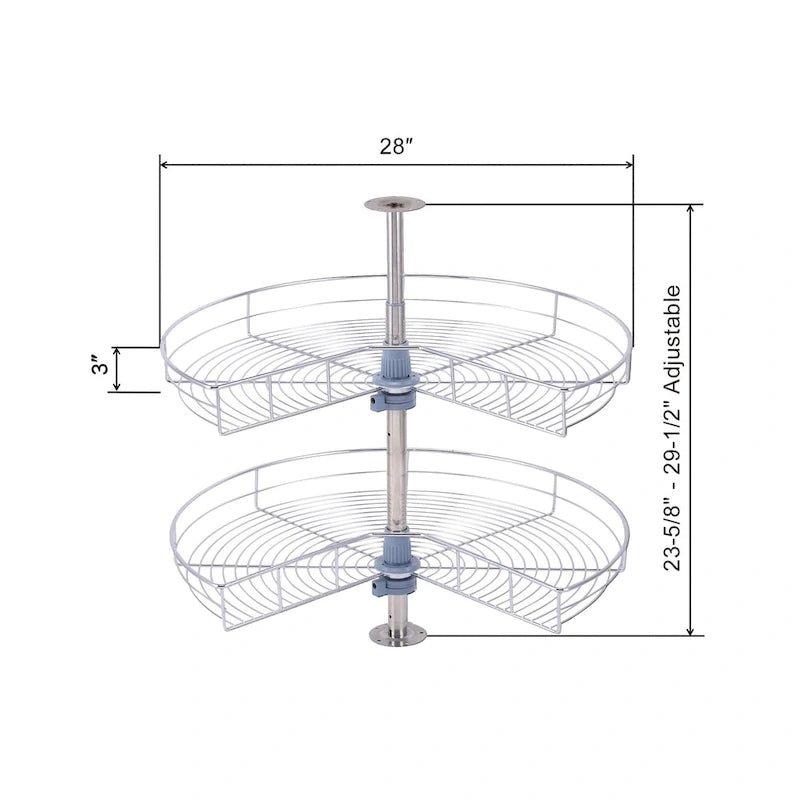 Lazy Susan 28 Diameter - 270 Degree Double Rack Stainless Steel