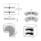 Lazy Susan 28 Diameter - 270 Degree Double Rack Stainless Steel