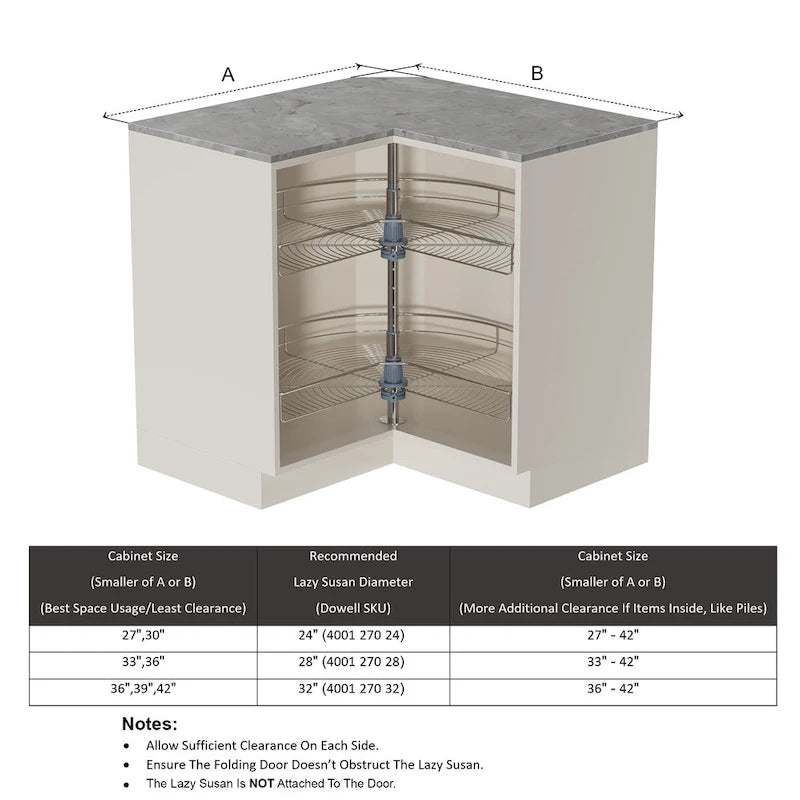Lazy Susan 28 Diameter - 270 Degree Double Rack Stainless Steel
