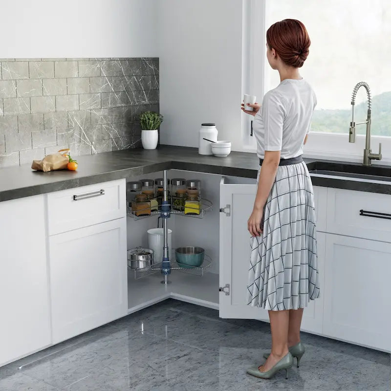 Lazy Susan 28 Diameter - 270 Degree Double Rack Stainless Steel