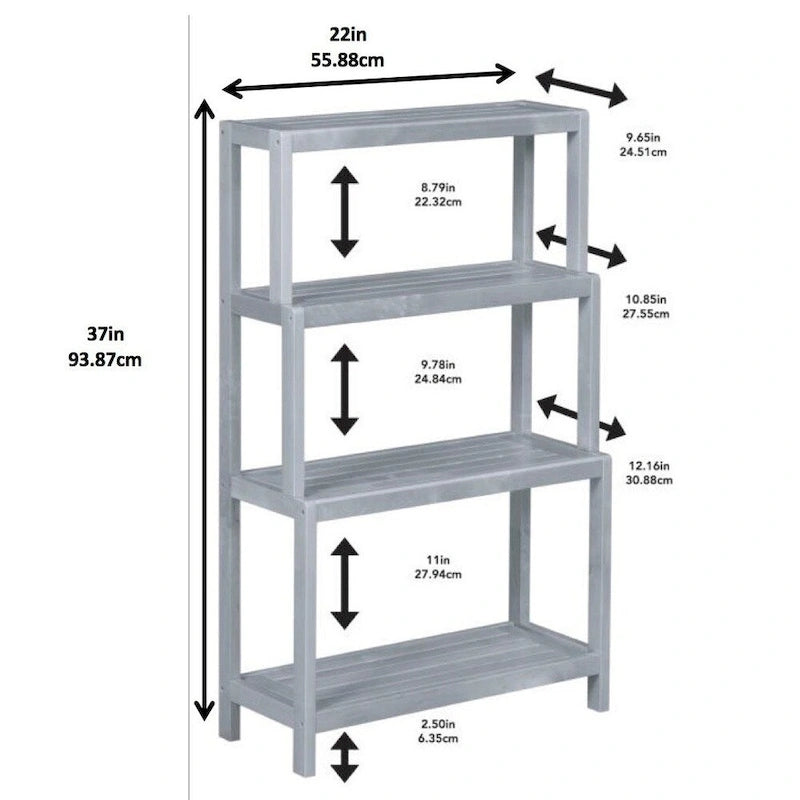 Solid Wood Dunnsville 4-Tier Stepback Shelf, Bookcase