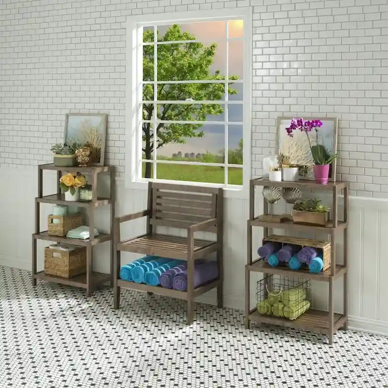 Solid Wood Dunnsville 4-Tier Stepback Shelf, Bookcase