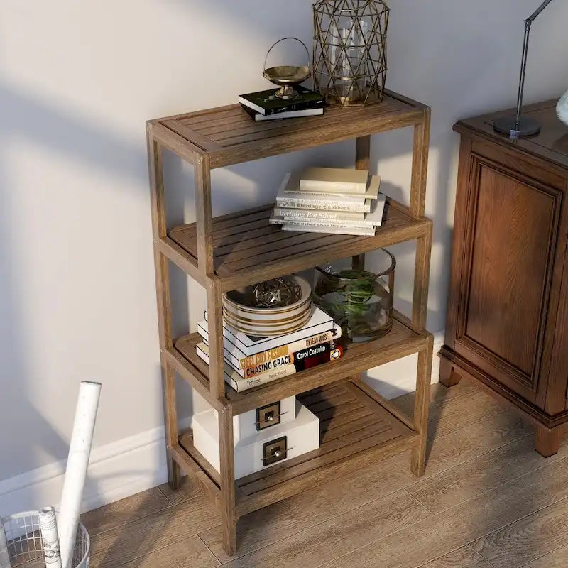 Solid Wood Dunnsville 4-Tier Stepback Shelf, Bookcase