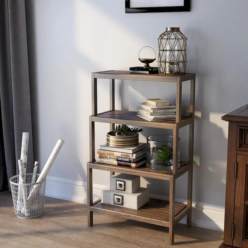 Solid Wood Dunnsville 4-Tier Stepback Shelf, Bookcase