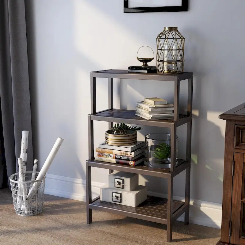 Solid Wood Dunnsville 4-Tier Stepback Shelf, Bookcase