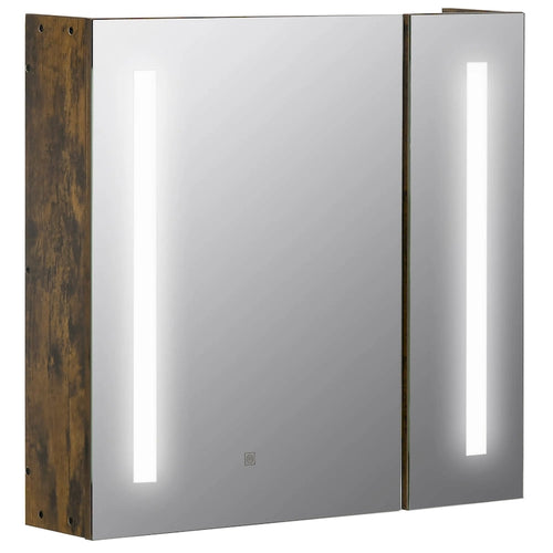 Armário de Remédios com Espelho e Luz LED, 27,5 x 25,5 Polegadas, Armário de Banho Regulável de Montagem em Parede