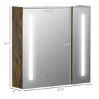 27.5 Inch x 25.5 Inch LED Lighted Medicine Cabinet with Mirror, Wall Mounted Dimmable Bathroom Cabinet
