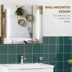 27.5 Inch x 25.5 Inch LED Lighted Medicine Cabinet with Mirror, Wall Mounted Dimmable Bathroom Cabinet