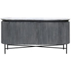 Racetrack Sideboard Cabinet with Granite Top and Metal Legs - White and Charcoal Finish