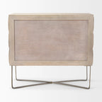 Light Brown Solid Wood w/ Gold Iron Base & 2 Door Accent Cabinet