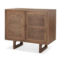 Medium Brown Solid Wood w/ Cane Doors Accent Cabinet