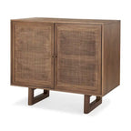 Medium Brown Solid Wood w/ Cane Doors Accent Cabinet