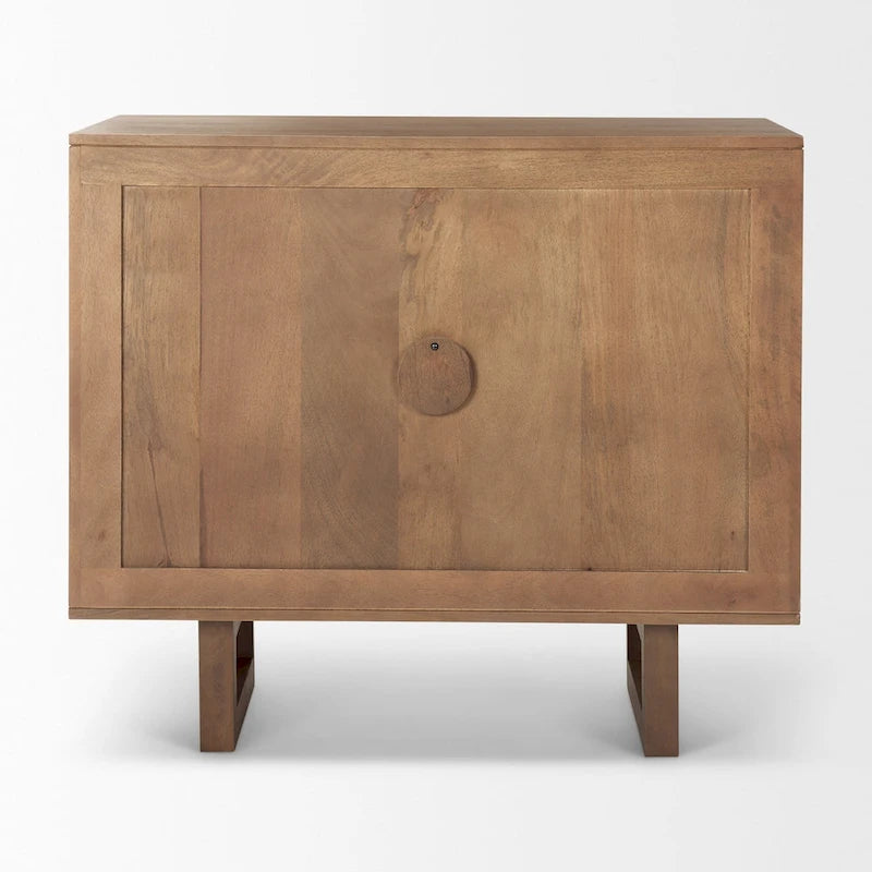 Medium Brown Solid Wood w/ Cane Doors Accent Cabinet
