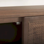 Medium Brown Solid Wood w/ Cane Doors Accent Cabinet