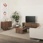 Medium Brown Solid Wood w/ Cane Doors Accent Cabinet