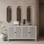 Accent Cabinet 4 Shutter Door Wooden Sideboard Buffet Server