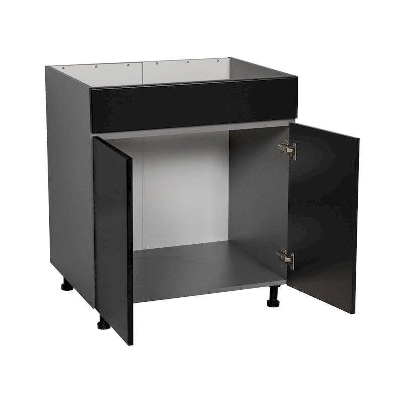30 Sink Base Cabinets-High Double Door-Grey - 30 x 34 1/2 x 23 3/8