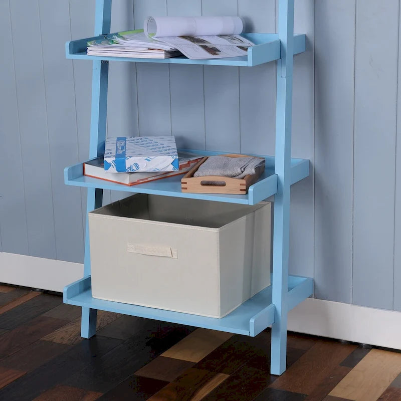 5-Tier Ladder Shelf Bookcase with Solid Wood Legs and Cantilever Design
