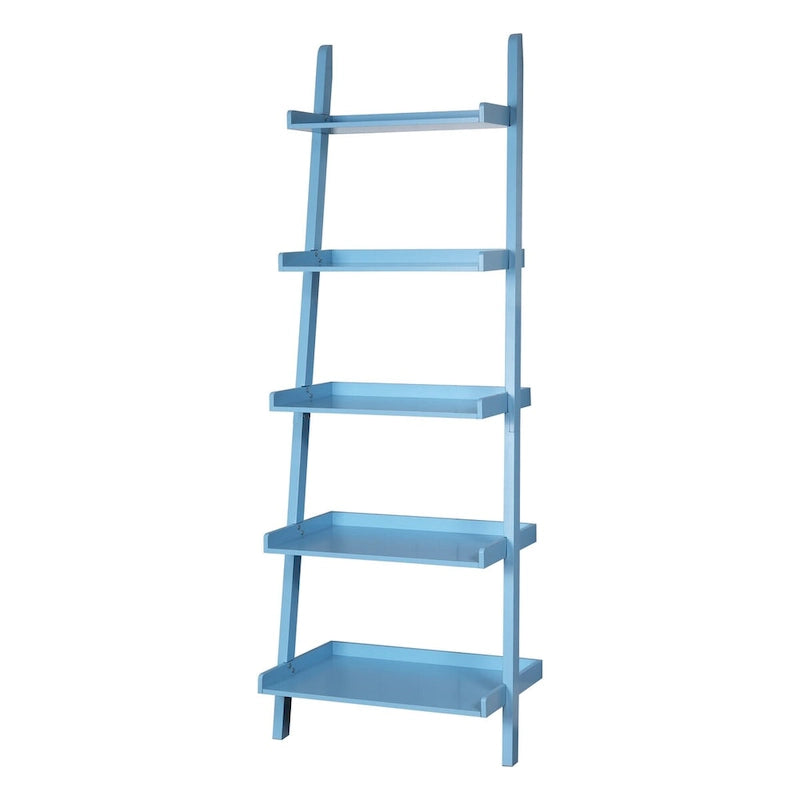 5-Tier Ladder Shelf Bookcase with Solid Wood Legs and Cantilever Design
