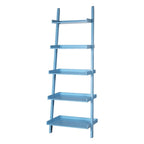 5-Tier Ladder Shelf Bookcase with Solid Wood Legs and Cantilever Design