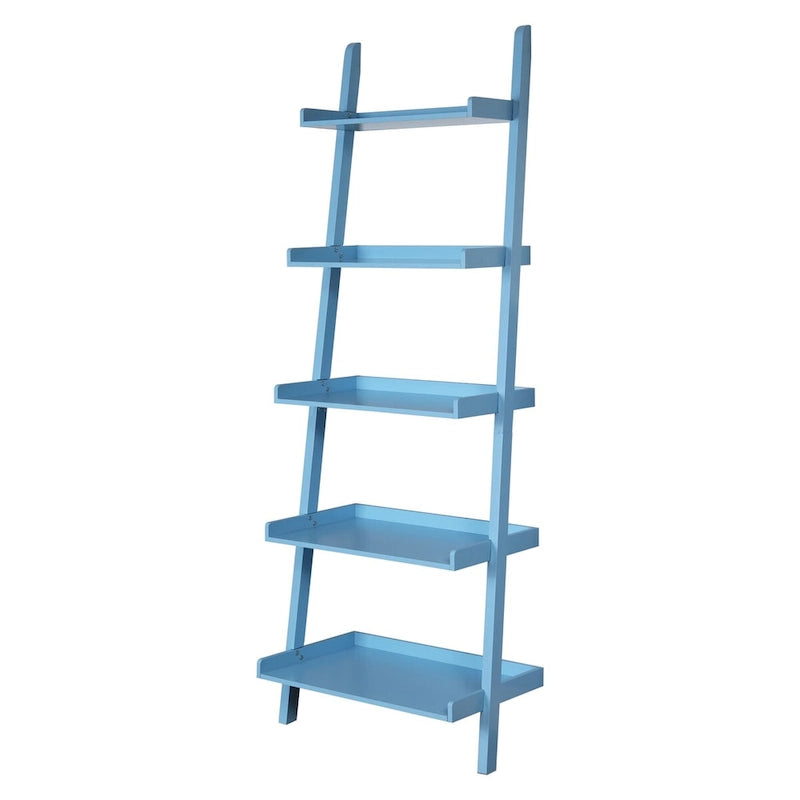 5-Tier Ladder Shelf Bookcase with Solid Wood Legs and Cantilever Design