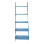5-Tier Ladder Shelf Bookcase with Solid Wood Legs and Cantilever Design