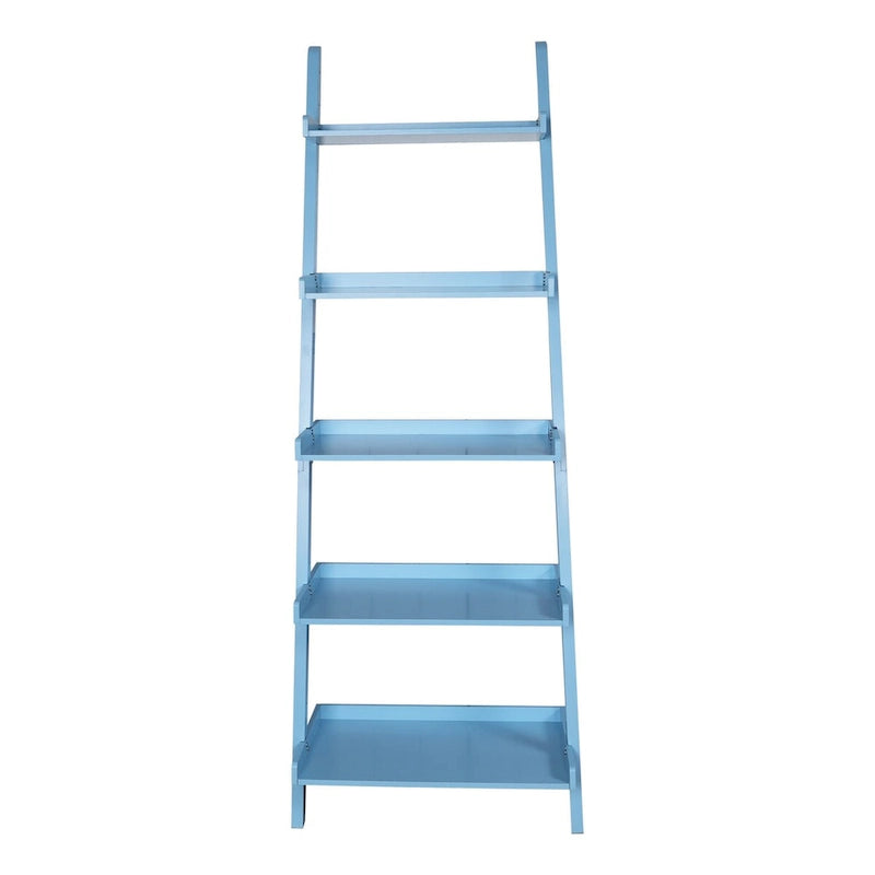 5-Tier Ladder Shelf Bookcase with Solid Wood Legs and Cantilever Design