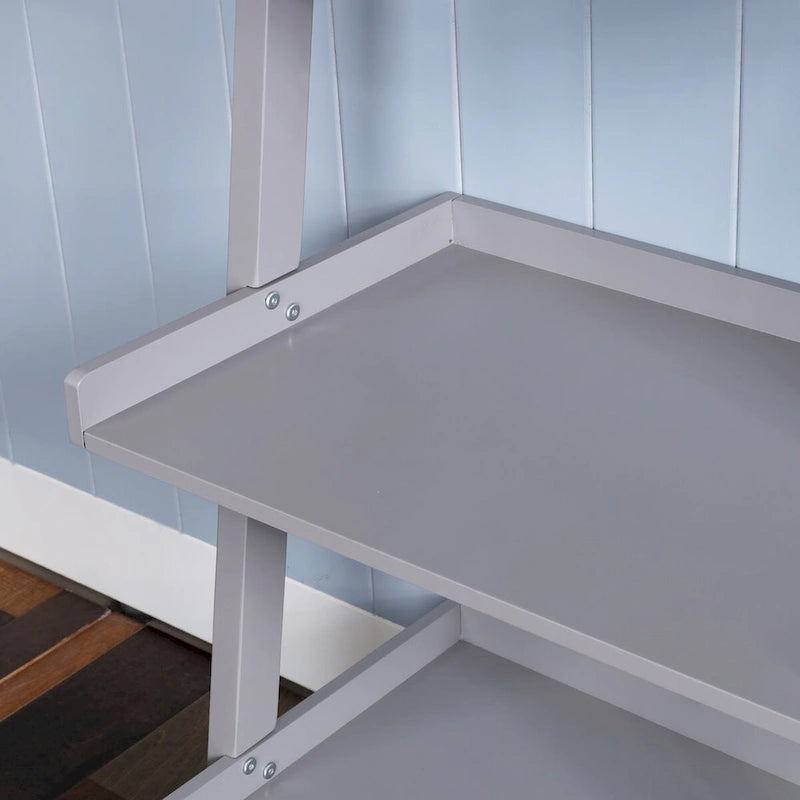 5-Tier Ladder Shelf Bookcase with Solid Wood Legs and Cantilever Design