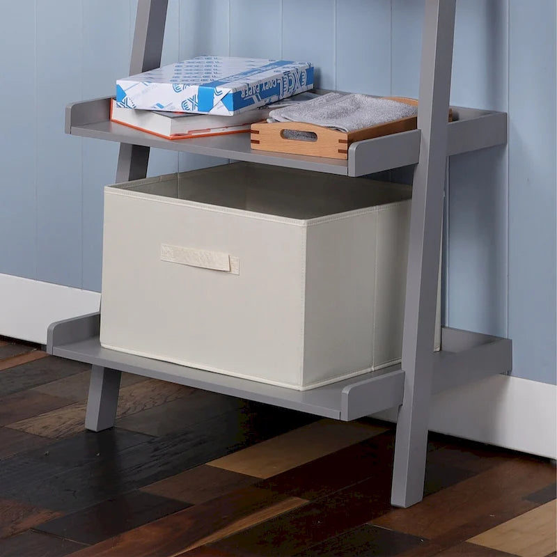 5-Tier Ladder Shelf Bookcase with Solid Wood Legs and Cantilever Design