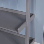 5-Tier Ladder Shelf Bookcase with Solid Wood Legs and Cantilever Design