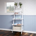 5-Tier Ladder Shelf Bookcase with Solid Wood Legs and Cantilever Design