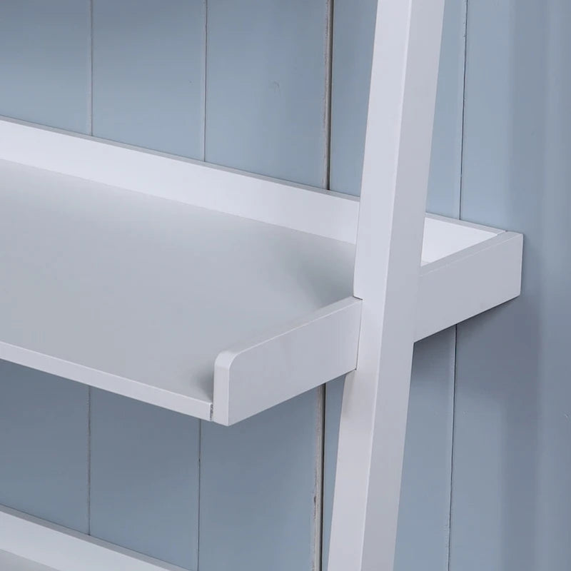 5-Tier Ladder Shelf Bookcase with Solid Wood Legs and Cantilever Design