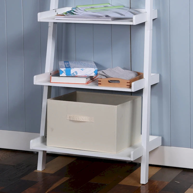 5-Tier Ladder Shelf Bookcase with Solid Wood Legs and Cantilever Design