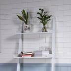 5-Tier Ladder Shelf Bookcase with Solid Wood Legs and Cantilever Design