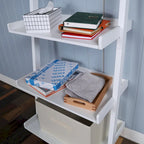 5-Tier Ladder Shelf Bookcase with Solid Wood Legs and Cantilever Design