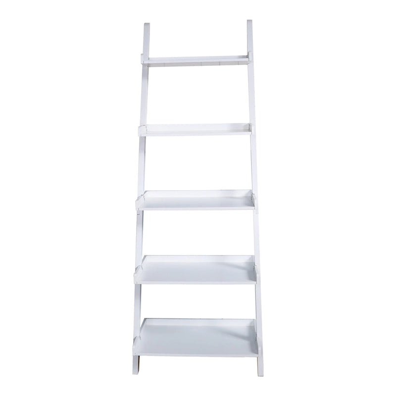 5-Tier Ladder Shelf Bookcase with Solid Wood Legs and Cantilever Design
