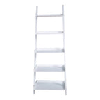 5-Tier Ladder Shelf Bookcase with Solid Wood Legs and Cantilever Design