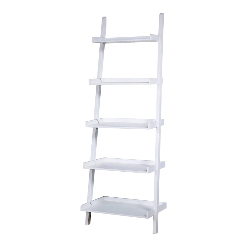 5-Tier Ladder Shelf Bookcase with Solid Wood Legs and Cantilever Design