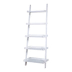 5-Tier Ladder Shelf Bookcase with Solid Wood Legs and Cantilever Design