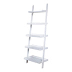 5-Tier Ladder Shelf Bookcase with Solid Wood Legs and Cantilever Design